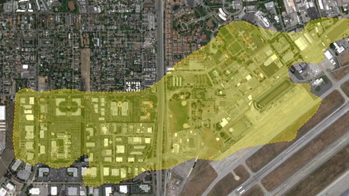 aerial view depicting groundwater plume