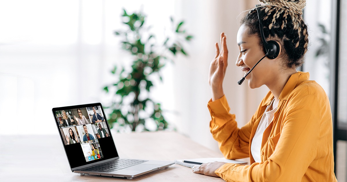 Woman attending a virtual meeting