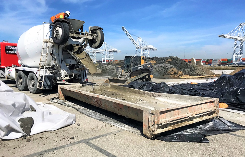 Collecting a concrete truck's washout water