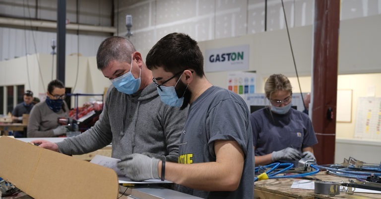 Two coworkers working on a project