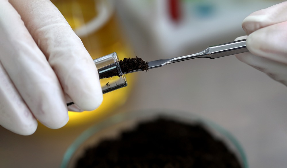 Testing soil in a lab