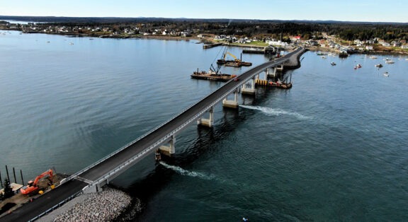 Photo of Beals Island Bridge connecting the town of Beals on Beals Island to the town of Jonesport on the mainland.