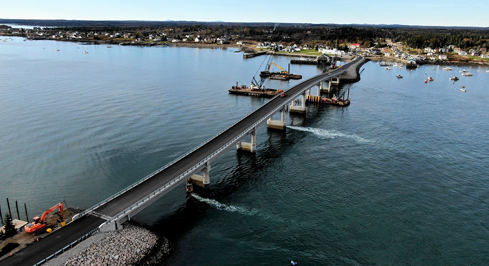 Photo of Beals Island Bridge connecting the town of Beals on Beals Island to the town of Jonesport on the mainland.