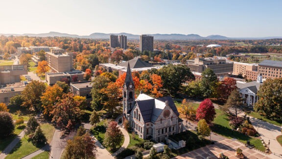 View of University of Massachusetts Amherst during fall