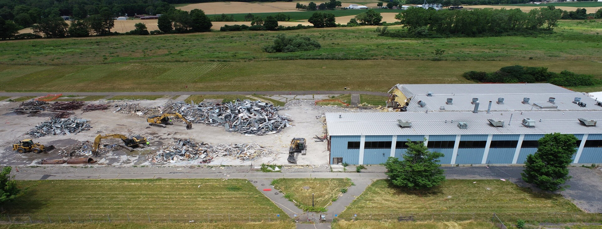The former manufacturing facility during demolition.